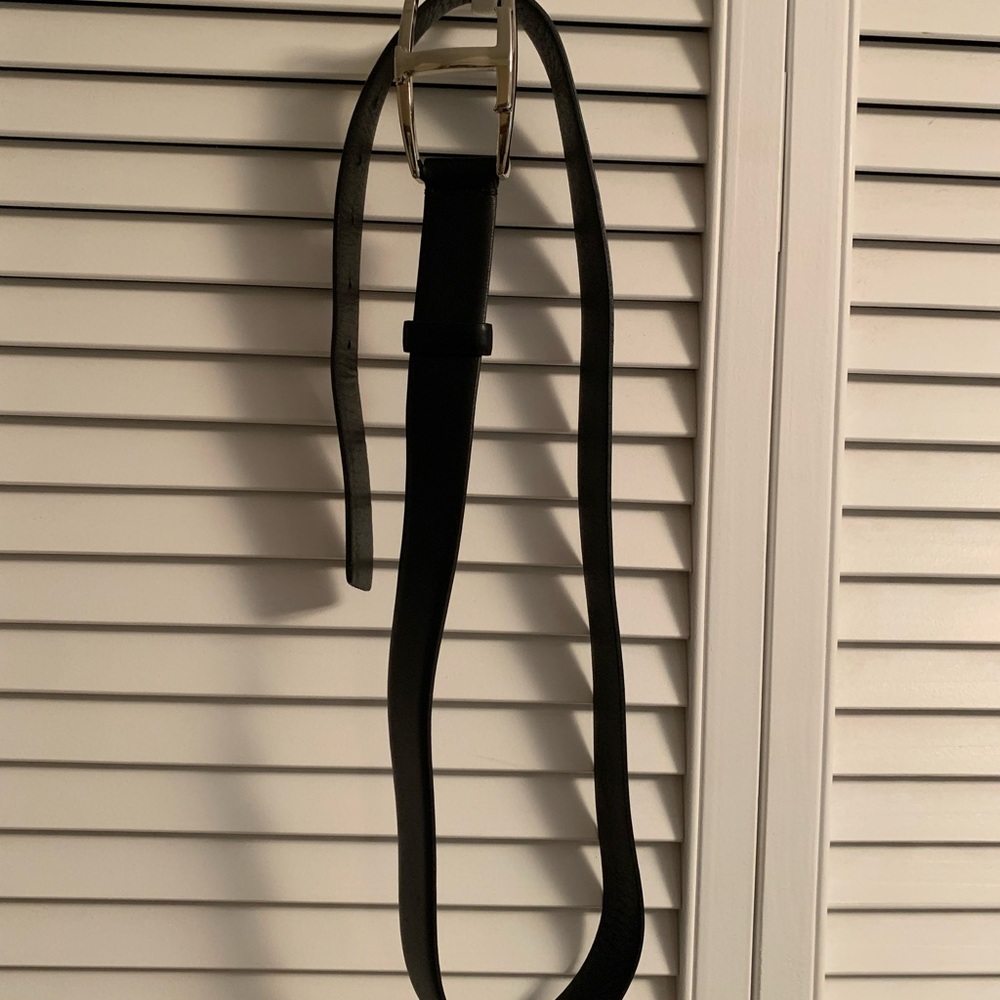 Tod's Italian Black Leather Belt with Silver Buckle